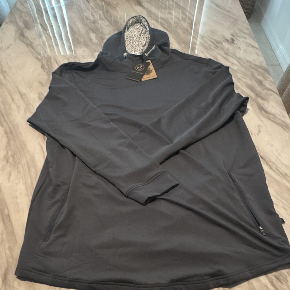 Swannies Golf Men's 3XL Gray Solid 1/4 Zip Mock Neck Polyester Pullover hoodie